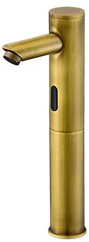 Infrarot Wasserhahn Bad Wasserhahn für Waschbecken Bad Waschbeckenarmatur Waschtischarmatur Sensor Batteriebetrieben,Antiquität-Waschtischarmatur Hoch,Kaltwasserhahn
