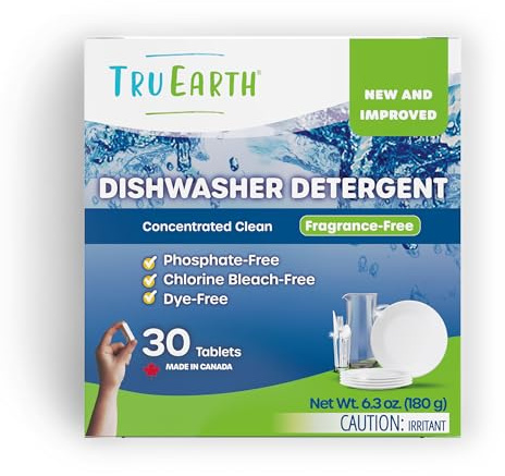 Tru Earth Pastillas detergentes para lavavajillas, ecológicas, probadas en laboratorio, superconcentradas y fáciles de usar, 30 tabletas