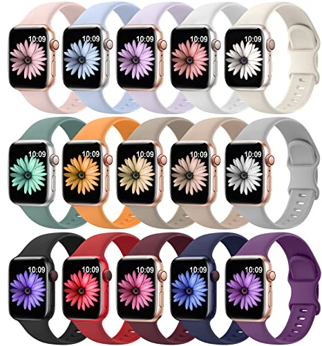 Higgs 15 Pack Straps Compatible with Apple Watch Strap 38mm 40mm 41mm 42mm 44mm 45mm 46mm 49mm, Soft Silicone Sport Band for iWatch Series 11 10 9 8 7 6 5 4 SE Ultra 3 2 1