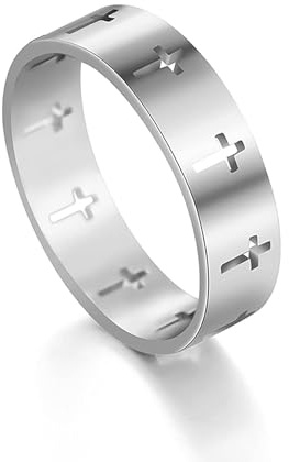 SIPURIS Kreuzring für Männer Frauen Christliche Kreuz Ringe Spinner Edelstahl Herrn Gebet Angst Ring Religiöse Hochzeit Statement Stapelbare Bandringe