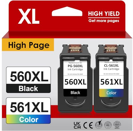 Firstoner 560 561 Patronen XL, PG 560 XL Schwarz CL 561XL Faber Ersatz für Original Canon Druckerpatronen 560 561 Multipack für Canon Pixma TS7450 TS7451 TS5350 TS5351 TS5352 TS5353