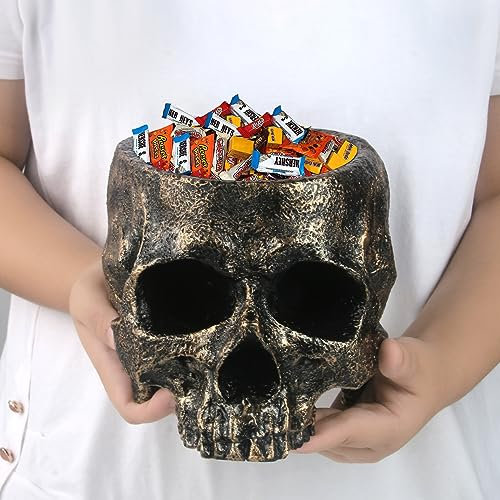 GameXcel Halloween Skull Candy Bowl - 6.5 Large Candy Dish Holder