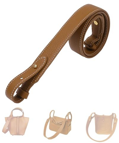 DGAZ TC-Leder Schulterriemen, Ersatz Taschengurt für Hermes Picotin/Lindy/Evelyne, Handgefertigt Umhängetaschengurt (Gold, Breite 2,7cm, Länge 50cm, Goldene Schnallen) | Premium TC Leder, Handgefertigt, Goldfarbene Beschläge, Geschenkbox