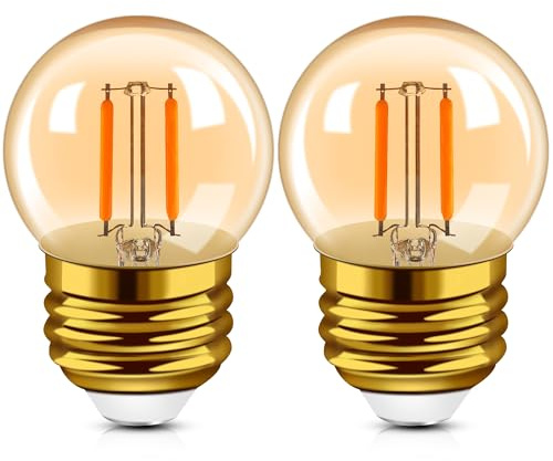 Hcnew Bombilla LED G40 E27, luz blanca cálida, 1 W, equivalente a 10 W, bombilla de filamento LED, 2200 K, blanco cálido, retro, pequeña bombilla para casa, cafetería, bar