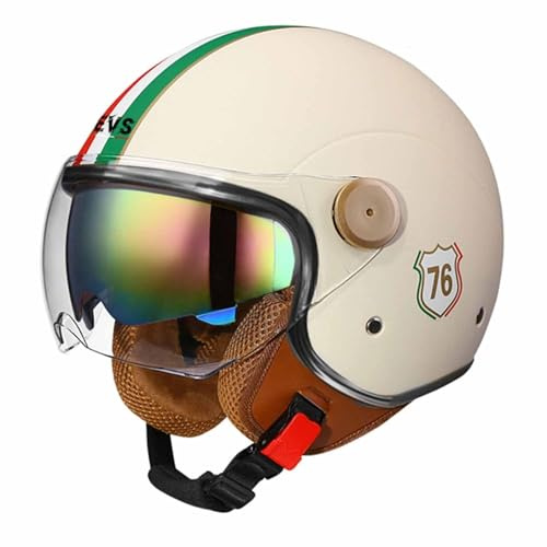 Moto 3/4 Casco Jet Caschi Integrati Casco Aperto ECE Approvato Casco Jet Moto Con Doppia Visiera Casco Cruiser Racing Scooter Per Uomo Donna(8,M(57~58CM))