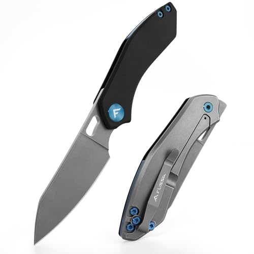 FLISSA Navaja Plegable con Mango de G10, Navaja de Bolsillo con Clip, Cuchillo Exterior con Hoja de Acero Inoxidable, Ideal para Camping, Senderismo, Viaje, etc. Longitud de Cuchilla: 5,8 cm