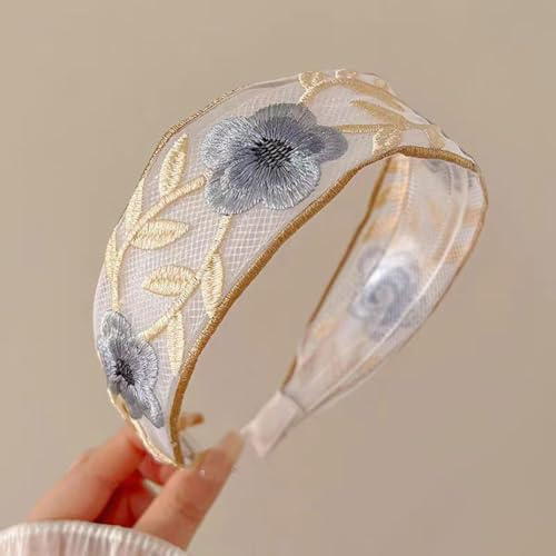 Damen Stickerei Haarreif, Frauen handgefertigt, breite Stirnbänder, Vintage-Haarbänder im ethnischen Stil, Haarturban, floral besticktes Kopfschmuck für Mädchen, Haar-Accessoires- Party, Hochzeit
