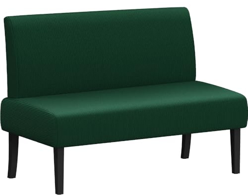 Yaheetech Divano da cucina a 2 posti, in velluto a coste, doppio senza braccioli, divano in tessuto, divano lounge per soggiorno/ingresso/ufficio, verde