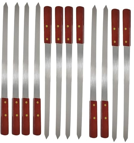 SDMAX Flat Kebab Skewers, Stainless Steel, Flat Design, Secure Holding, Versatile Use, Easy to Clean, Durable and Reusable, Outdoor and Indoor Grilling, 24-Inch (12PCS)