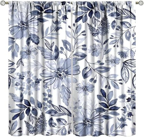 Vorhang Blickdicht Gardinen Mit Ösen - 2 Stücke 183 (B) X 214 (H) cm Verdunklungsvorhänge 3D Blumenpflanze Muster Thermovorhang Für Kinderzimmer Schlafzimmer Weihnachtsgardinen 9426351643207