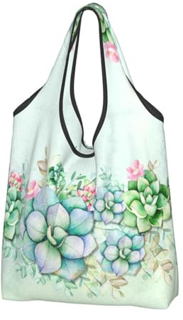 VOSERY Bolsas de la compra reutilizables para alimentos suculentas, bolsa de transporte plegable con asas, color negro, 1 PC