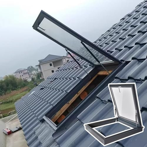 Elitix Fensterc Kellerfenster, Oberlicht, Tageslichttür, Mehrwinkel-Dachsichtfenster Aus Aluminium, Individuell Anpassbar, Dachluken-Abdeckplatte Regenfest(90x40cm(35.4x15.7))