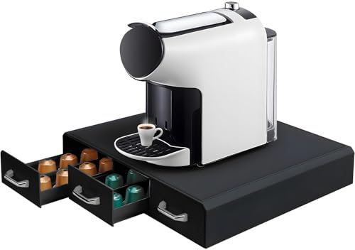 Avilia Porta Capsule con 3 Scomparti 34,2x6,5x32,5cm - Organizer Salvaspazio per 56 Capsule o 20 Cialde - Design Compatto e Resistente - Ideale per Cucina e Ufficio o Angolo Caffè