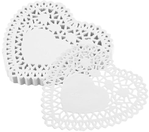 Huudngeje 100x Napperon Blanc en Dentelle de Papier de Coeur de l'amour de 4 Pouces pour Le Scrapbooking de Cartes