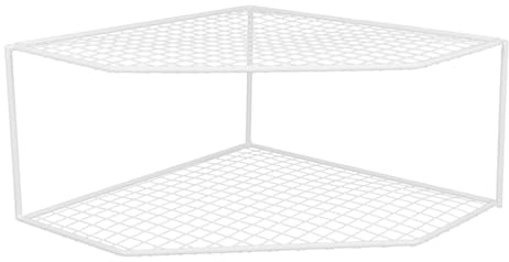 OUNONA Kitchen Pot Rack Corner Shelf Stand Two-layer Small Desktop Organizer Iron Pan Rack Draining Grid 12cm Height for Home Kitchen Tabletop Storage