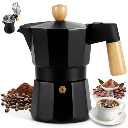 ZONJIE Moka Pot - Cafetera italiana para 3 tazas/150 ml, cafetera italiana de aluminio para capuchino, latte moca