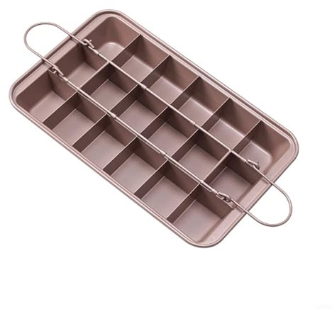 Aprilsunnyzone Moule à brownie carré avec 18 compartiments pour gâteaux au four (or rose)