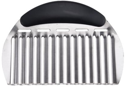 Easy Clean Potato Slicer Safe to Use Vegetable Cutter Stainless Steel Wavy Crinkle Chopper for Vegetables Fruits Ergonomic Handle French Fry Carrot Silver
