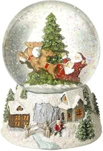 Heaven Sends Schneekugel mit Weihnachtsmann-Schlitten, 13 x 13 x 17,1 cm, Weiß