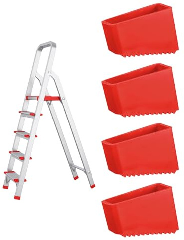 JIPUKE 4 Pcs Non Slip Ladder Feet Covers, Rubber Pad Replacement Step Ladders, 50 x 20 mm Rubber Ladder Feet Covers Stabilizers, Anti-Slip Replacement Foot Covers for Home and Industrial Ladders