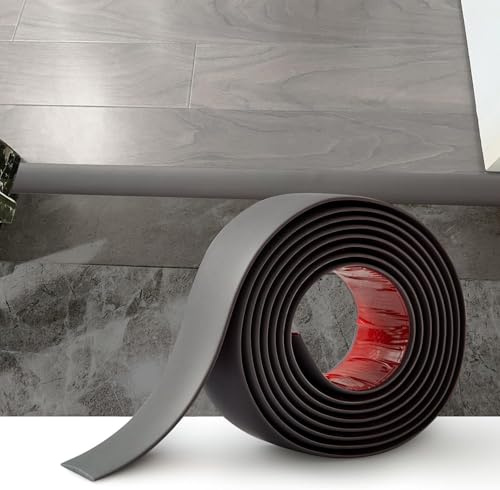 Listones de transición de suelo laminado, autoadhesivos, perfil de transición para umbrales de puerta, vinilo de transición, tiras separadoras de suelos, 5 cm gris oscuro, 1,2 m
