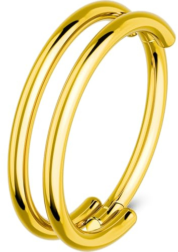 OUFER Gold Nose Rings Hoops, 20G Double Rows Hoop Nose Ring For Women, 316L Surgical Steel Hinged Segment Cartialge Piercing, Inner Diameter 7MM Cartilage Rook Helix Lobe Tragus Earrings