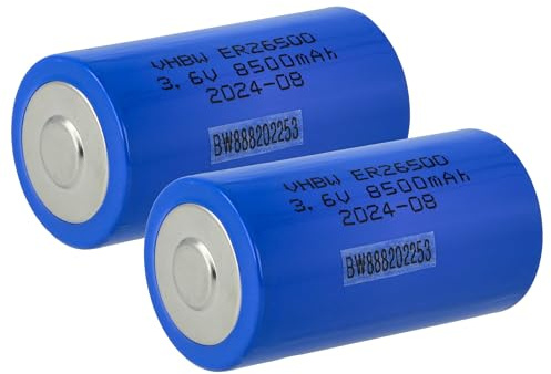 vhbw 2X Piles au Lithium ER26500 (Size C) - Piles primaires (8500mAh, 3,6V, Li-SOCl2)