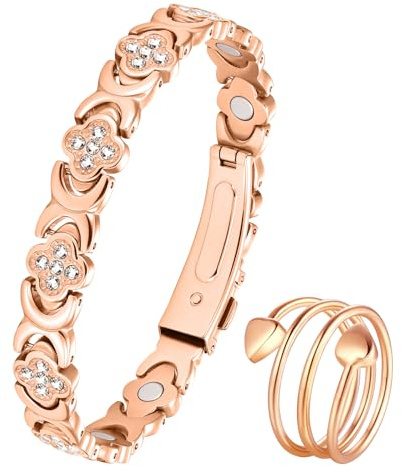 Xanthelle Pulsera de cobre para mujeres, brazalete para mujeres, anillo vital, pulseras de cobre para mujeres, pulsera magnética joyería para mujeres