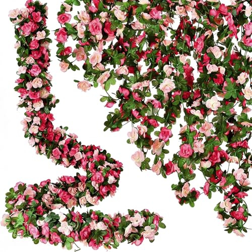 5Pcs Artificial Flower Garland Decoration, 2.3m/7.5ft Wedding Arch Flowers