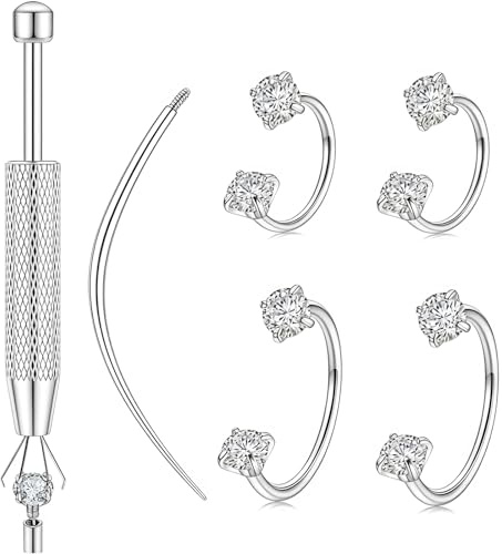 Vesavifaka 18G Hufeisen Nasenpiercing Nasenring Für Damen, 8-10 mm Nasenring Piercing Schmuck Set, Chirurgenstahl Nose Hoop, Mehrzweck Piercing Ring Für Knorpel Helix Tragus Labret Septum Lippen