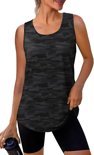 WIHOLL Women Activewear Gym Vest Tops for Women UK Sleeveless Crew Neck Workout Yoga Sport Tops