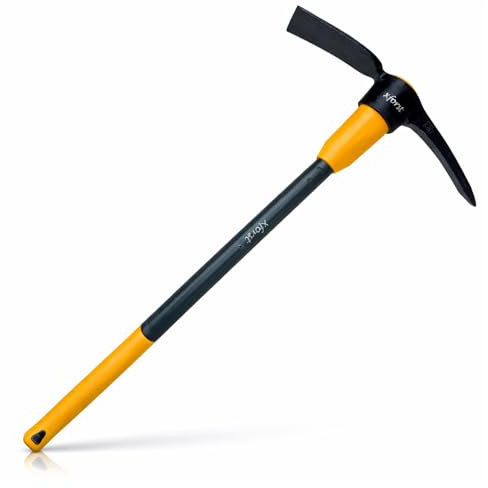 Xforst Pico BF34 – Gran azada de 90 cm – 3,46 kg – Pico profesional con mango de fibra de vidrio – premontado – azada y punta para suelos duros y pedregosos, jardín y construcción