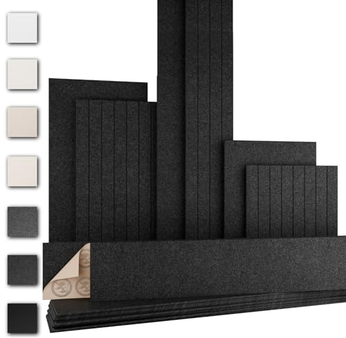 AKUSTIKO Akustikpaneele selbstklebend 4er Set 240x30cm - Schallschutzplatten Feuerfest Schalldämmung & Schallabsorber akustik Filz Paneele Wanddekoration für bessere Raumakustik Anthrazit