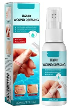 Espray líquido para protección de la piel y cuidado de heridas, parche transparente para alivio de heridas, película protectora resistente al agua, 30 ml (azul claro, 10,7 x 2,8 cm)