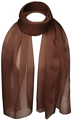 Basic Sense Plain Chiffon Soft Sheer Scarf, Brown