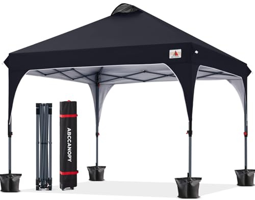 ABCCANOPY 3 x 3 m paviljong vattentät popup trädgårdspaviljong festival solskydd utomhus baldakin superkompakt canopy med rullväska bonus 4 x viktväskor, 4 x rep 4 x stolpar, svart