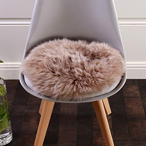 Piel De Oveja Redonda Cojín Del Asiento, Piel Lujosa Cojín De Silla Suave Cubierta Del Asiento De Carro Escritorio De Oficina De Alfombras Lana Natural Silla Taburete Cojín (Marrón,Diámetro 45 cm)