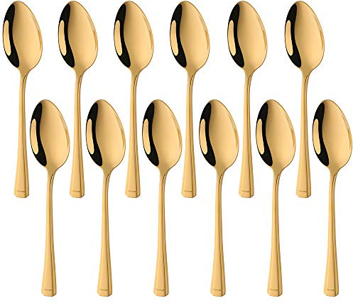 Set di 12 cucchiaini da dessert, Buyer Star posate in acciaio inossidabile dorato per cucina domestica o ristorante