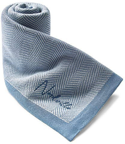 Nordville Babydecke - Fischgrätmuster Blau 85x115 cm Erstlingsdecke Kuscheldecke Strickdecke aus 100% Bio Baumwolle
