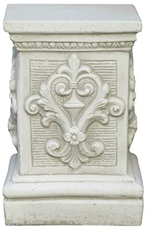 STONE art & more Sockel/Podest Nettuno, für Statuen oder Pflanzgefäße, H 39 cm, weiß antik, Marmorsteinguss, frostfest, Made in Italy