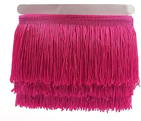 YYCRAFT Cortina de flecos de 10 yardas y 4 pulgadas de ancho por yarda para manualidades, costura, ropa, cortinas, decoración, color rosa intenso