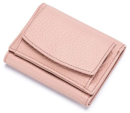 ZhaoCo kleine Geldbörse Damen mit Münzfach Echtleder Geldbeutel Damen Mini Portemonnaie mit RFID Schutz Kreditkartenetui für Frauen Mädchen - Rosa