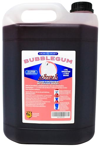 Kaugummi-Slushkonzentrat 5 L | Mischungsverhältnis 1:5 | Slush-Eis | Crush-Eis | Wassereis | Granita | ohne künstliche Farbstoffe | für Slushie-Maker