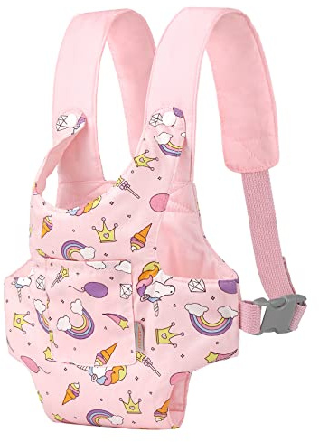 GAGAKU Muñeca transportadora de muñecas Accesorios de Peluche con Correas Ajustables para niños - Rosa (Estrellas)