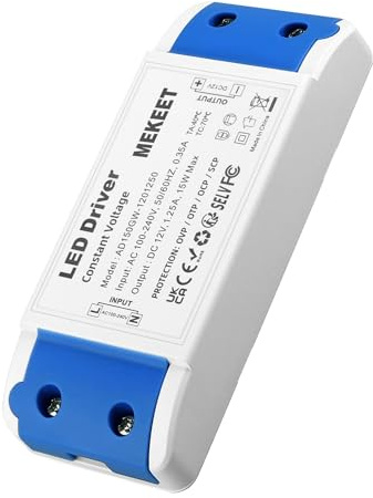 LED Power Supply 12V 15W Adapter,Constant Low Voltage DC 1.25A - Suits LED Strip Lights, G4/MR11/MR16 Bulbs & Ring Doorbell
