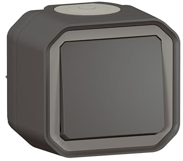 Pulsador no Legrand impermeable Plexo, antracita 10 A, IP55 IK08, se entrega completo para fijación de saliente