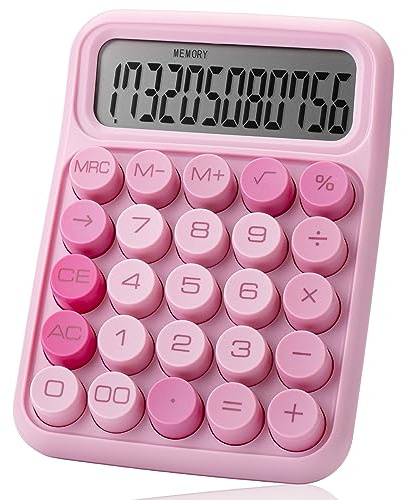 Mr. Pen- Mechanical Switch Calculator, 12 Digit Large LCD Display, Pink with Big Buttons, Mechanical Switch Calculator for Home, School, Office