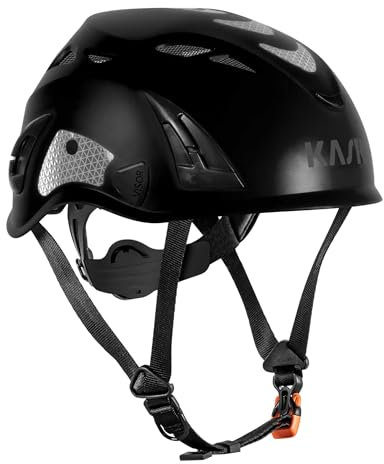 KASK Schutzhelm Superplasma HI VIZ - Arbeitsschutzhelm, Drehrad, Reflexstreifen, EN 397, Farbe:schwarz