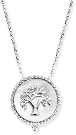 Engelsrufer Damen Halskette aus Sterling Silber in Silber mit Lebensbaum Medallion auf weissem Perlmutt, Karabinerverschluss, nickelfrei, Größe: 42+4+4 cm, ERN-LILTREE-PE