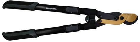 Greenmill UP0123T Cortasetos Manual Telescópico, Cizalla Profesional de Dos Manos, Tijeras de Podar Recubrimiento de Titanio
